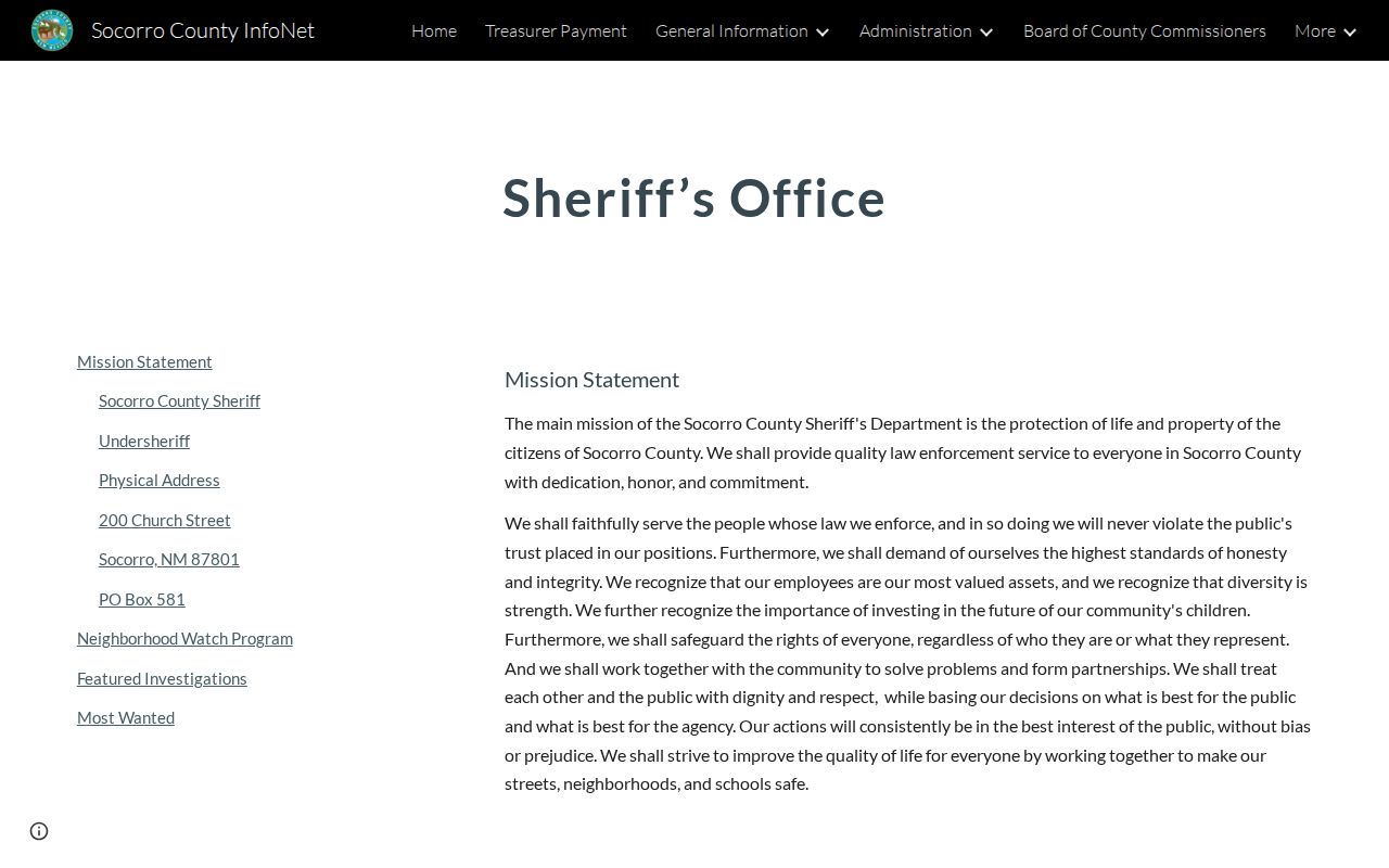 Socorro County active warrants Sheriff office page