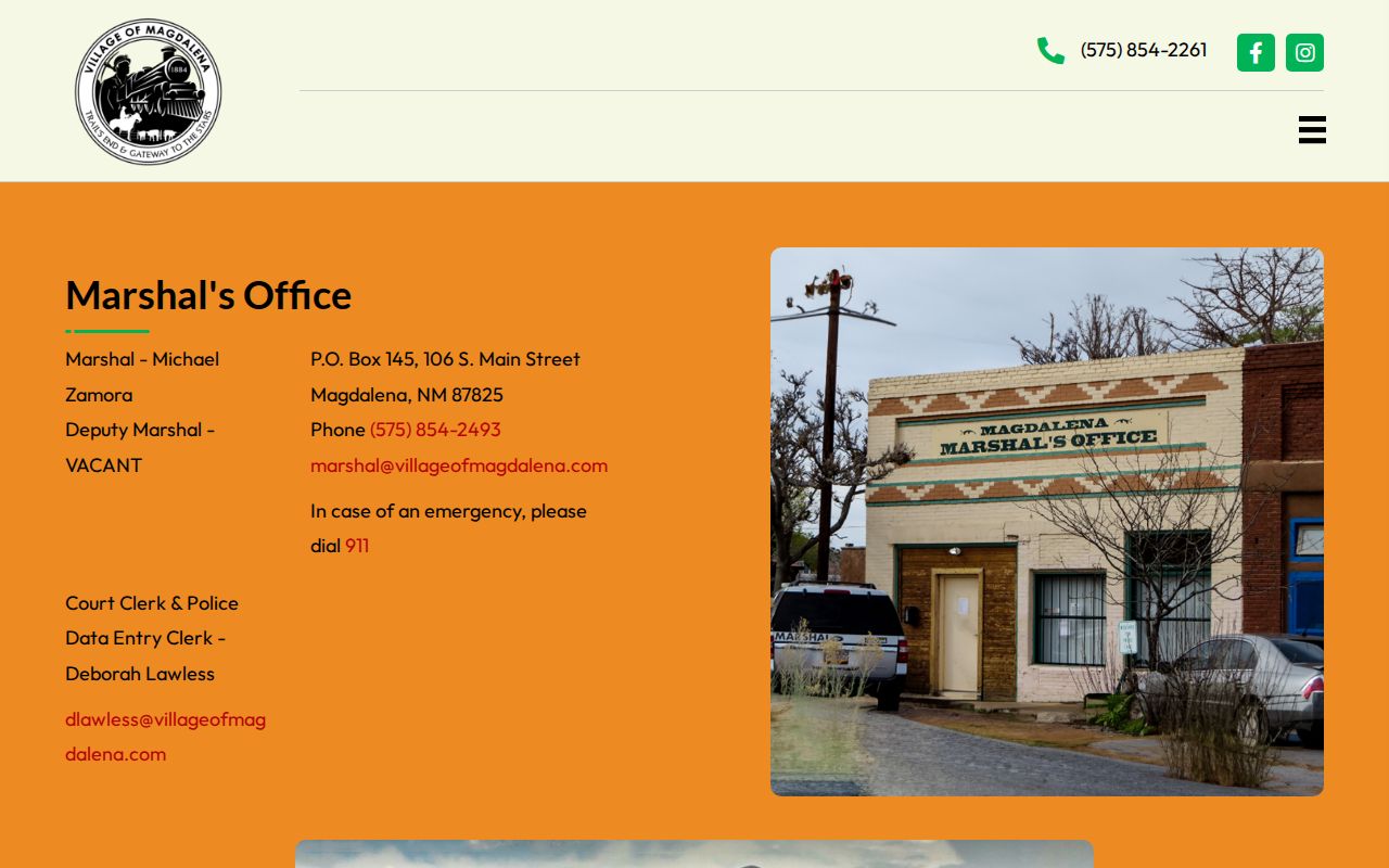 Socorro County municipal warrant Marshal service office