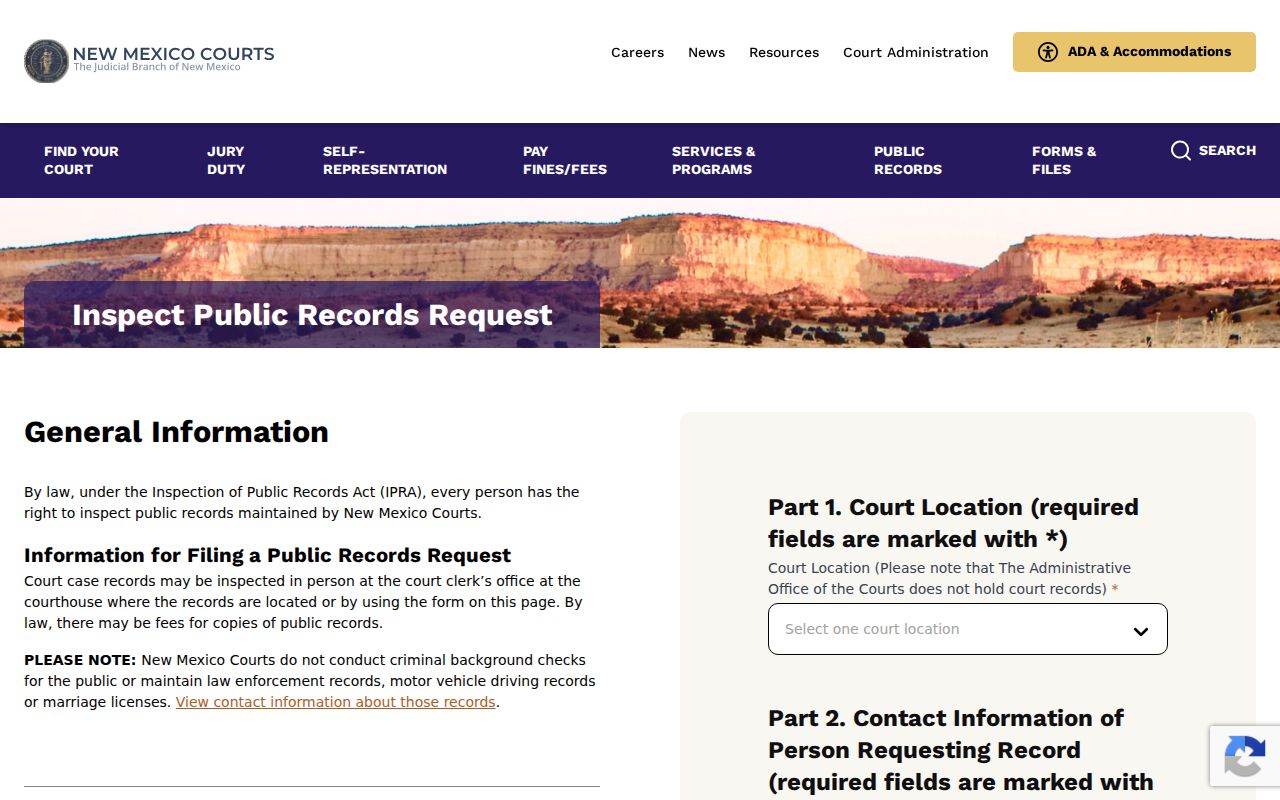 Socorro County warrant lookup court IPRA request fields