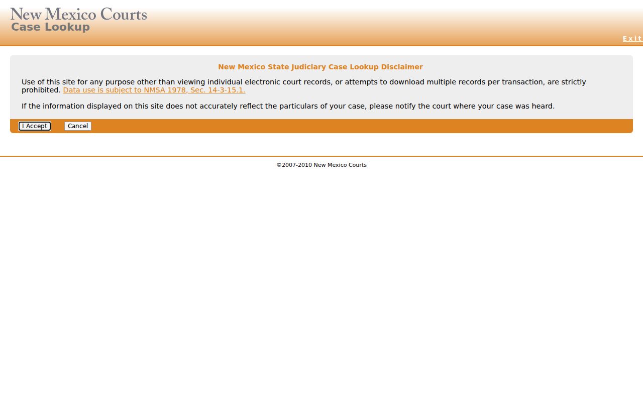 Socorro County warrant records Case Lookup entry